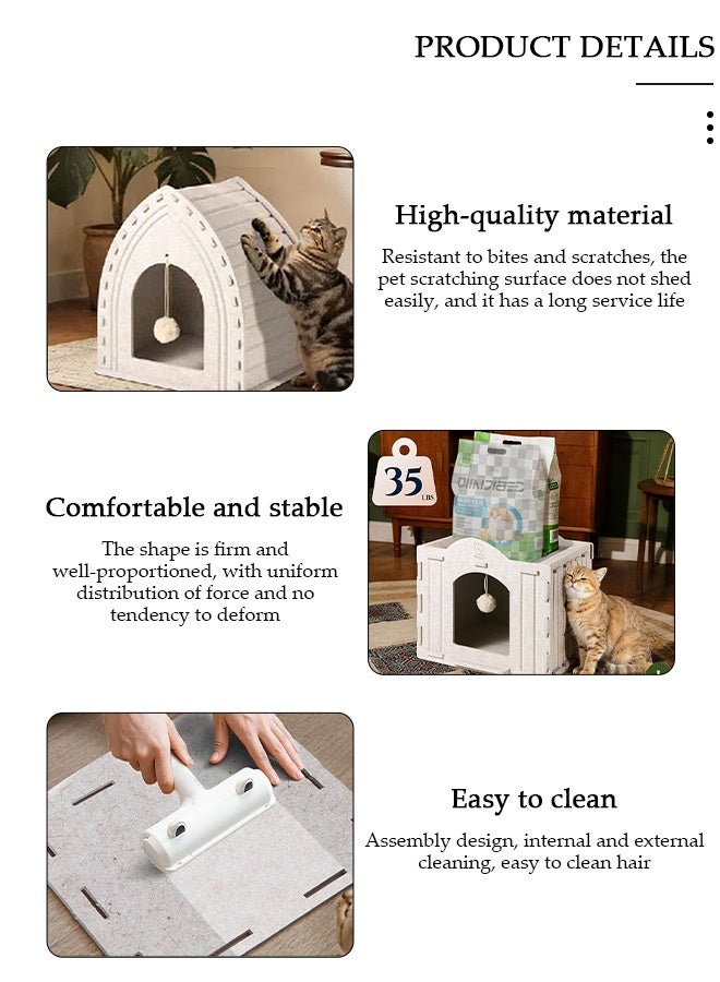 DUNISO بيت قطط كبير كهف جرو قابل للطي سرير حيوانات أليفة مع شرفة مكعب وسادة خدش قطط ملجأ قابل للطي ملعب نوم قن د Tunnel مقعد قطط صغير مركز لعب - Image 5